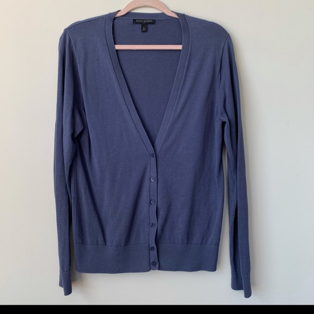 Banana Republic Blue Cardigan Large